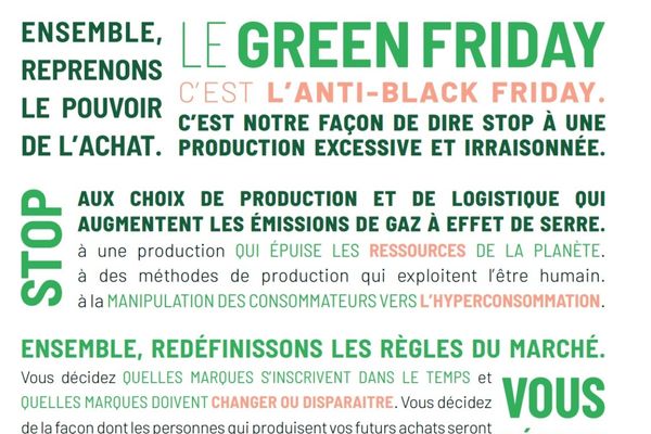 Contre le Black Friday, le Green Friday dit stop à une production excessive et irraisonnée
